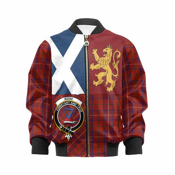 Rose Crest Tartan Kid Bomber Jacket with Lion Rampant Saltire Style