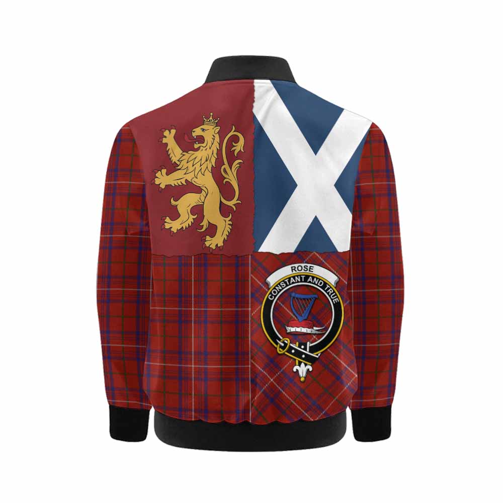 Rose Crest Tartan Kid Bomber Jacket with Lion Rampant Saltire Style - Tartan Vibes Clothing