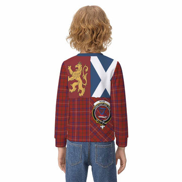 Rose Crest Tartan Kid Knitted Sweatshirt with Lion Rampant Saltire Style