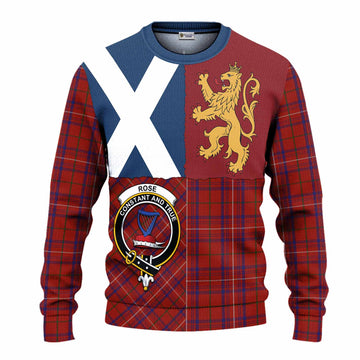 Rose Crest Tartan Knitted Sweater with Lion Rampant Saltire Style
