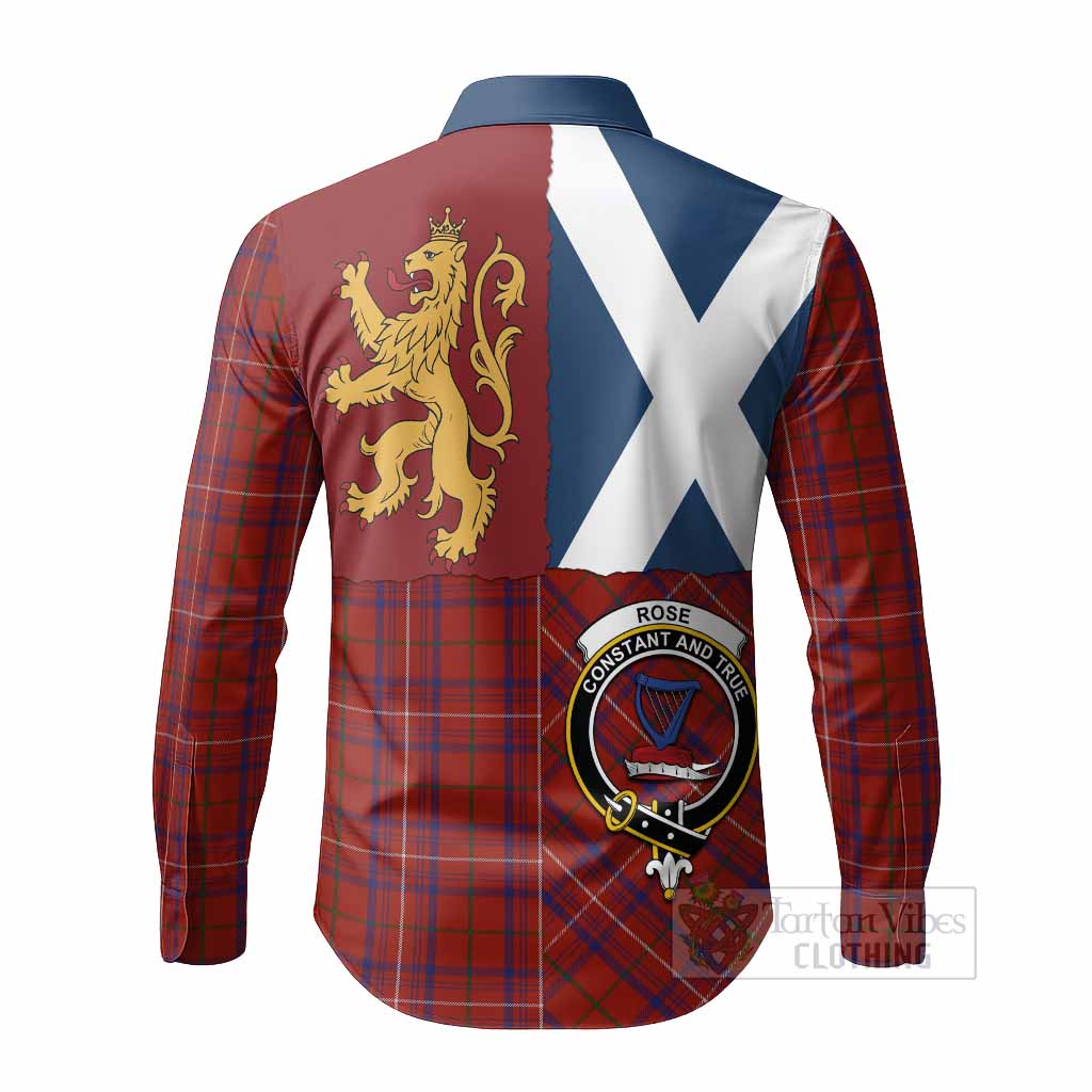 Rose Crest Tartan Long Sleeve Button Shirts with Lion Rampant Saltire Style