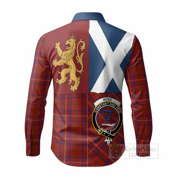 Rose Crest Tartan Long Sleeve Button Shirts with Lion Rampant Saltire Style