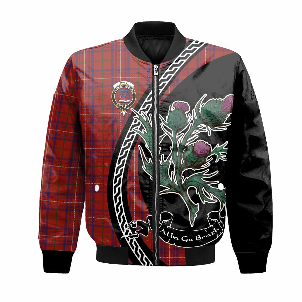 Rose Family Crest Tartan Bomber Jacket Alba Thistle Inspired - Tartan Vibes Clothing