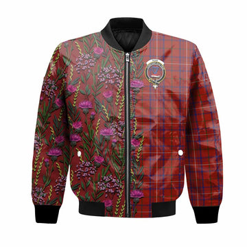 Rose Family Crest Tartan Bomber Jacket Scottish Thistle Flower Pattern Half Style