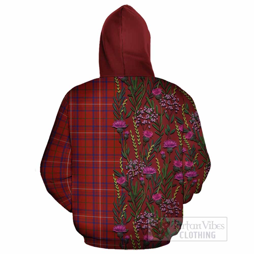 Rose Family Crest Tartan Cotton Hoodie Scottish Thistle Flower Pattern Half Style - Tartan Vibes Clothing