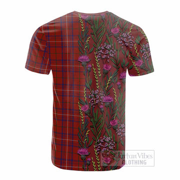 Rose Family Crest Tartan Cotton T-shirt Scottish Thistle Flower Pattern Half Style - Tartan Vibes Clothing