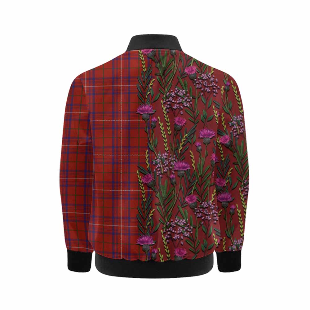 Rose Family Crest Tartan Kid Bomber Jacket Scottish Thistle Flower Pattern Half Style - Tartan Vibes Clothing