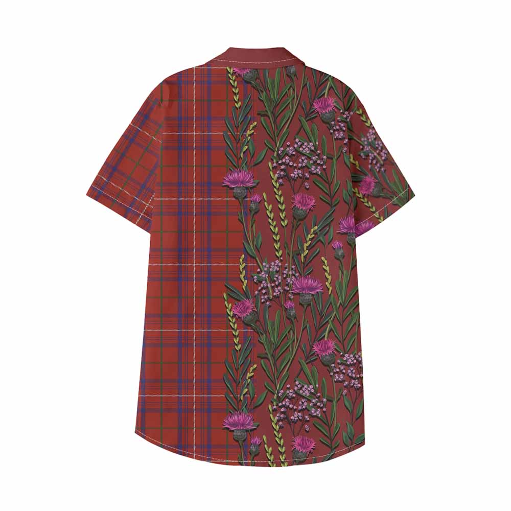 Rose Family Crest Tartan Kid Hawaiian Shirt Scottish Thistle Flower Pattern Half Style - Tartan Vibes Clothing