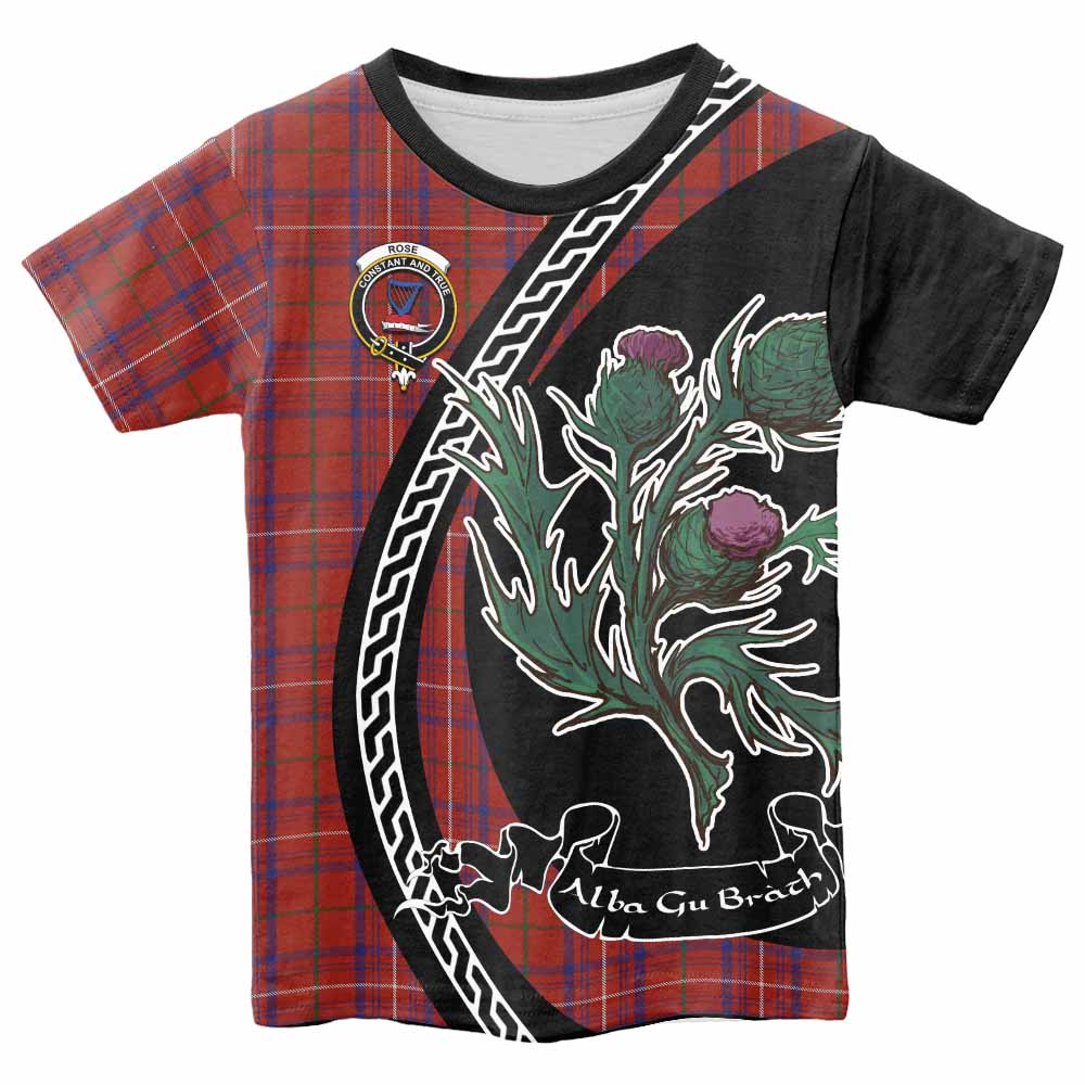 Rose Family Crest Tartan Kid T-shirt Alba Thistle Inspired - Tartan Vibes Clothing