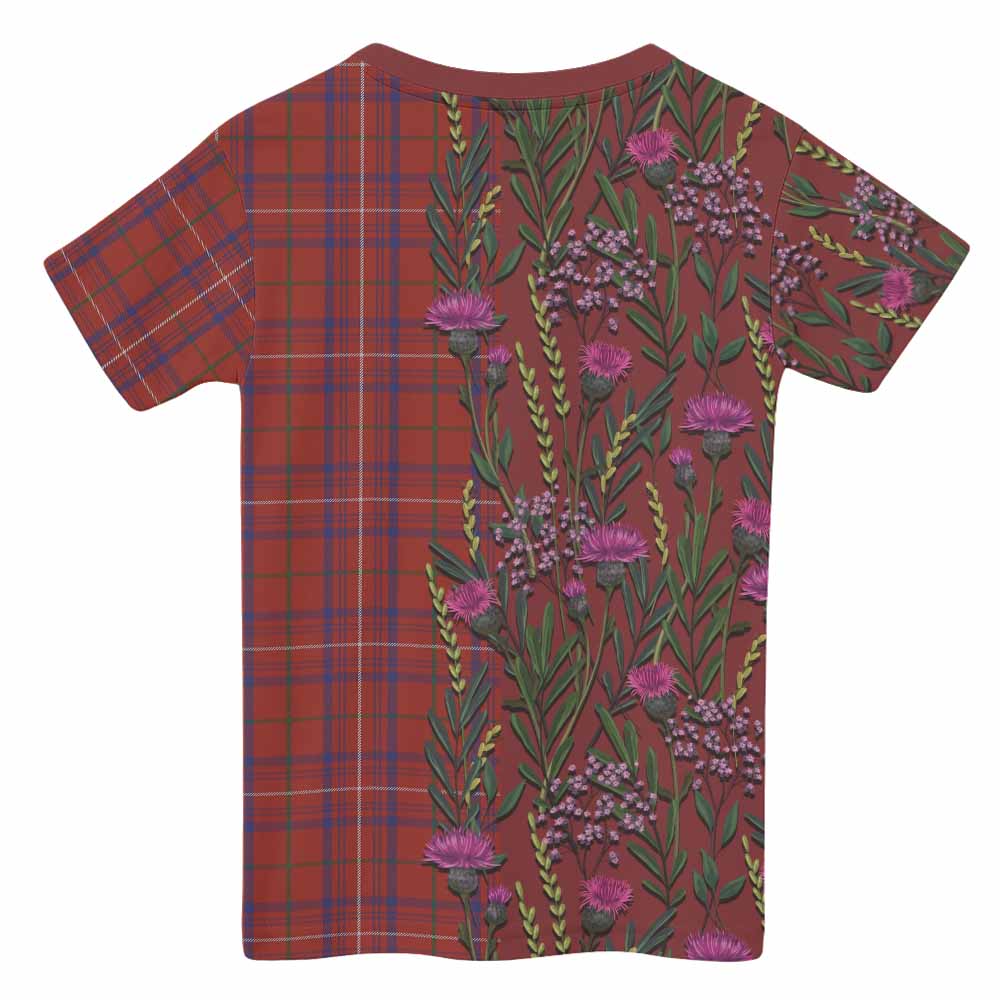 Rose Family Crest Tartan Kid T-shirt Scottish Thistle Flower Pattern Half Style - Tartan Vibes Clothing