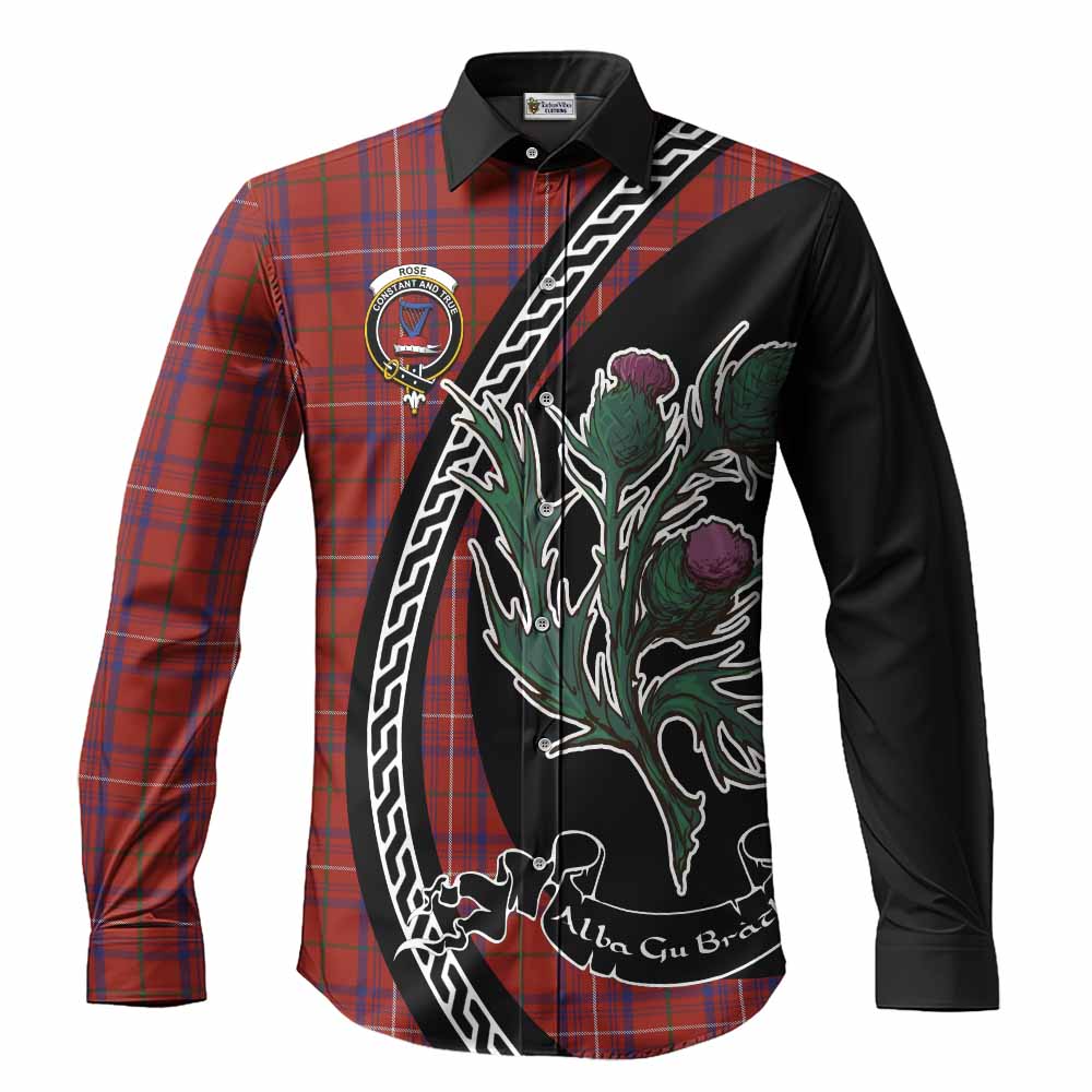Rose Family Crest Tartan Long Sleeve Button Shirts Alba Thistle Inspired - Tartan Vibes Clothing