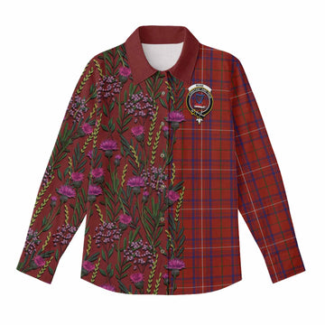Rose Family Crest Tartan Women Casual Shirt Scottish Thistle Flower Pattern Half Style - Tartan Vibes Clothing
