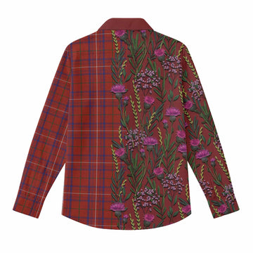 Rose Family Crest Tartan Women Casual Shirt Scottish Thistle Flower Pattern Half Style - Tartan Vibes Clothing