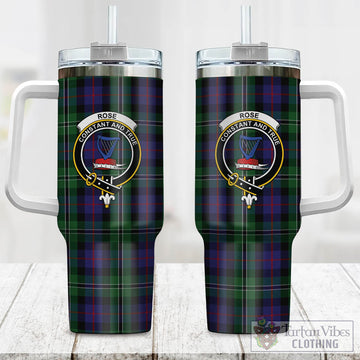 Rose Hunting Tartan and Family Crest Tumbler with Handle