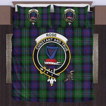 Rose Hunting Tartan Bedding Set with Family Crest
