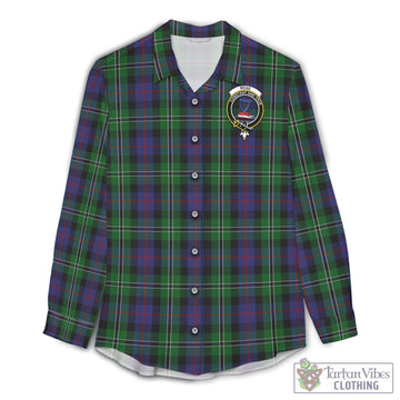 Rose Hunting Tartan Womens Casual Shirt with Family Crest