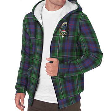 Rose Hunting Tartan Sherpa Hoodie with Family Crest
