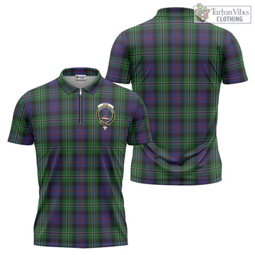 Rose Hunting Tartan Zipper Polo Shirt with Family Crest