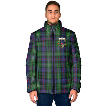 Rose Hunting Tartan Padded Jacket with Family Crest