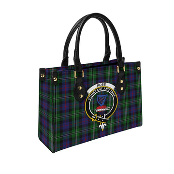 Rose Hunting Tartan Leather Bag with Family Crest