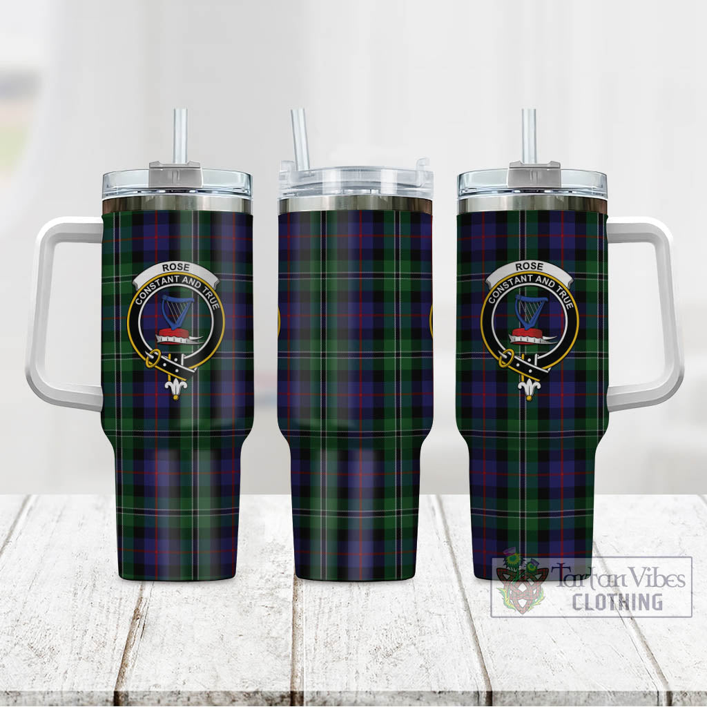 Tartan Vibes Clothing Rose Hunting Tartan and Family Crest Tumbler with Handle