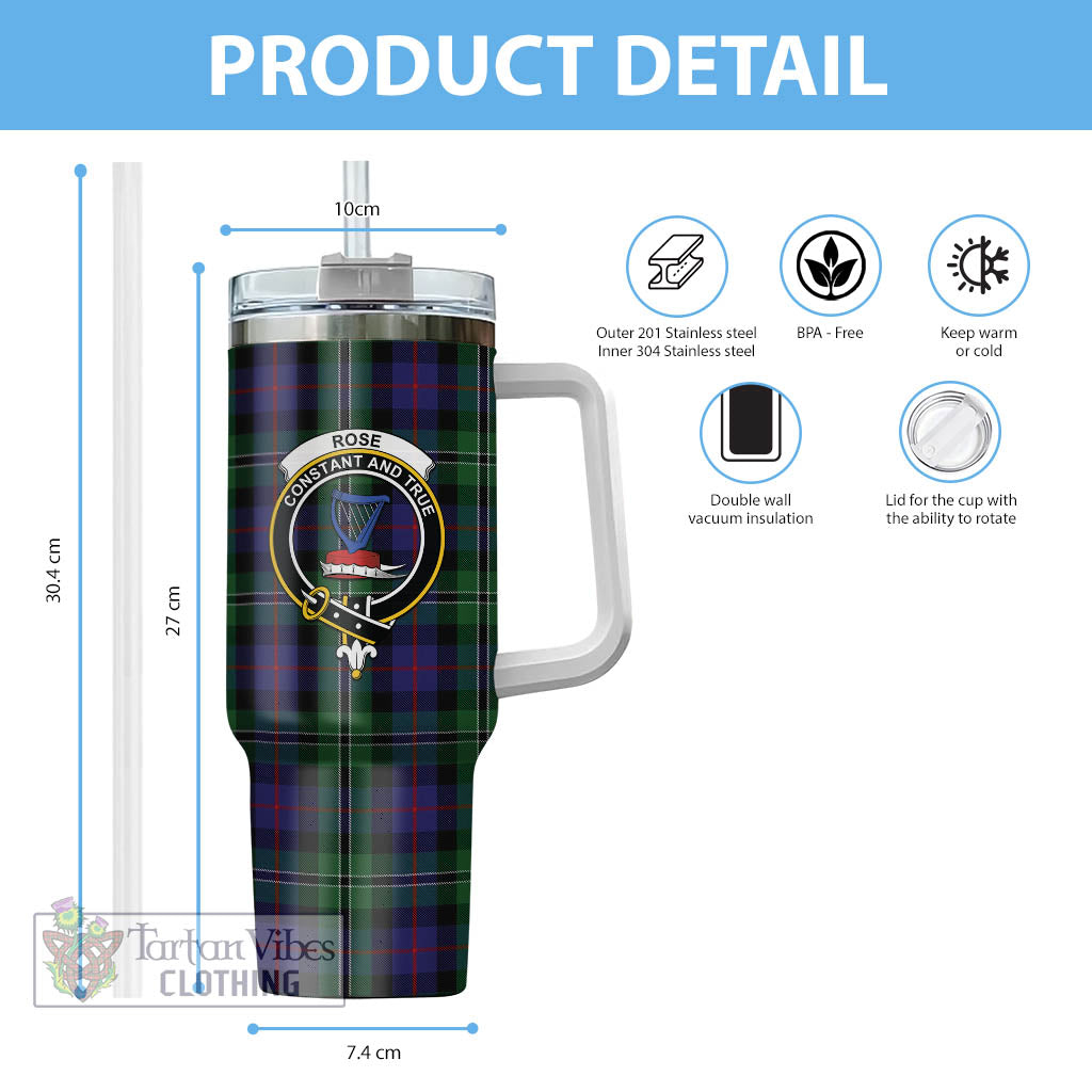 Tartan Vibes Clothing Rose Hunting Tartan and Family Crest Tumbler with Handle