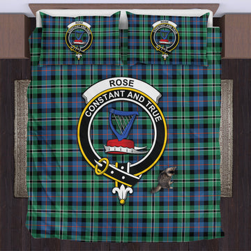 Rose Hunting Ancient Tartan Bedding Set with Family Crest