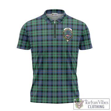 Rose Hunting Ancient Tartan Zipper Polo Shirt with Family Crest