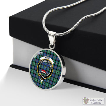 Rose Hunting Ancient Tartan Circle Necklace with Family Crest