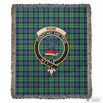Rose Hunting Ancient Tartan Woven Blanket with Family Crest