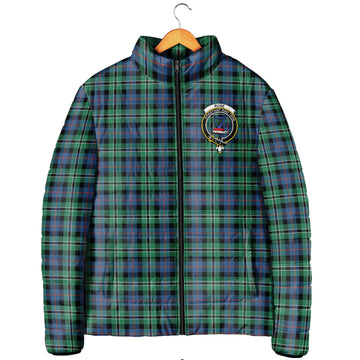 Rose Hunting Ancient Tartan Padded Jacket with Family Crest