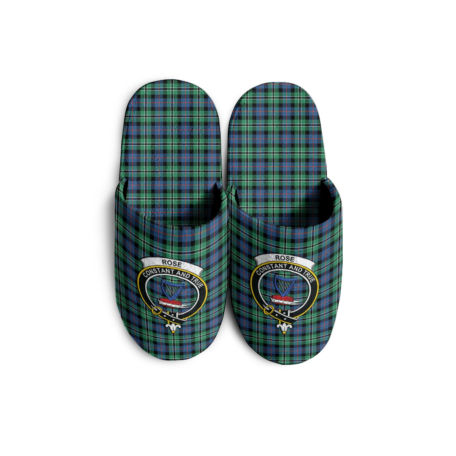 Rose Hunting Ancient Tartan Home Slippers with Family Crest - Tartanvibesclothing Shop