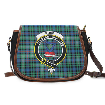 Rose Hunting Ancient Tartan Saddle Bag with Family Crest