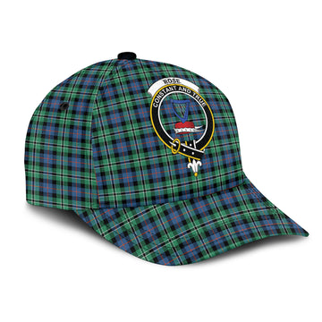 Rose Hunting Ancient Tartan Classic Cap with Family Crest