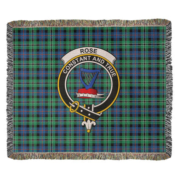Rose Hunting Ancient Tartan Woven Blanket with Family Crest