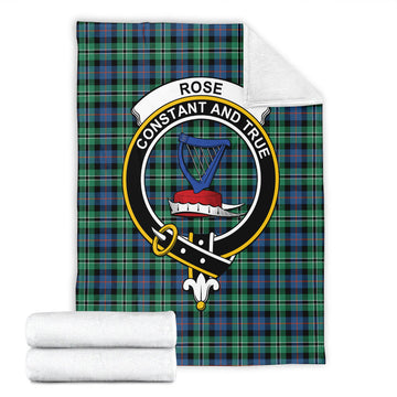 Rose Hunting Ancient Tartan Blanket with Family Crest