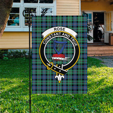 Rose Hunting Ancient Tartan Flag with Family Crest