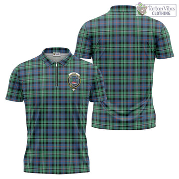 Rose Hunting Ancient Tartan Zipper Polo Shirt with Family Crest