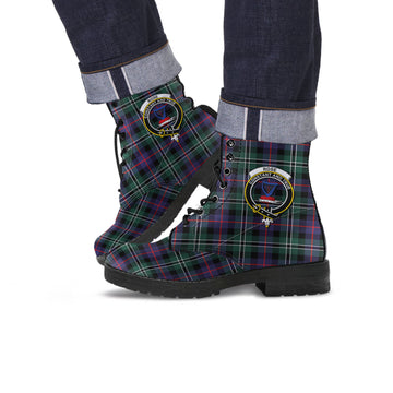 Rose Hunting Modern Tartan Leather Boots with Family Crest