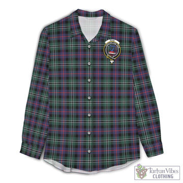 Rose Hunting Modern Tartan Womens Casual Shirt with Family Crest