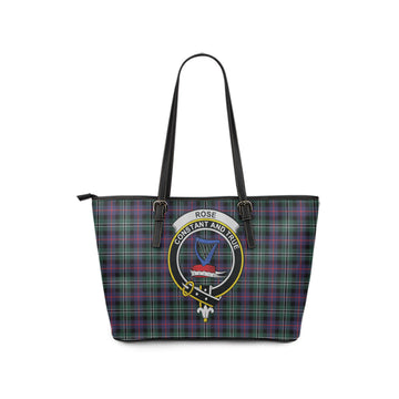 Rose Hunting Modern Tartan Leather Tote Bag with Family Crest