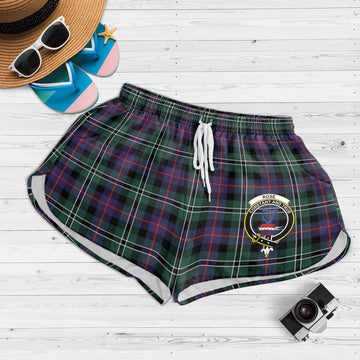 Rose Hunting Modern Tartan Womens Shorts with Family Crest