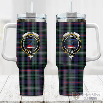 Rose Hunting Modern Tartan and Family Crest Tumbler with Handle