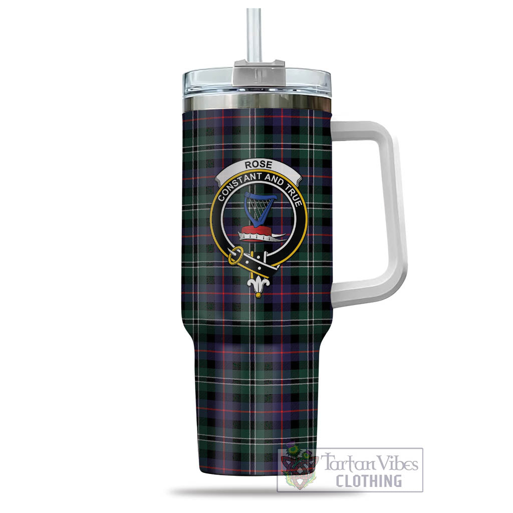 Tartan Vibes Clothing Rose Hunting Modern Tartan and Family Crest Tumbler with Handle