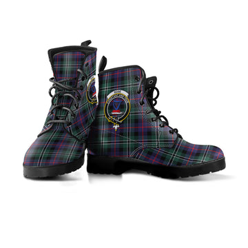 Rose Hunting Modern Tartan Leather Boots with Family Crest
