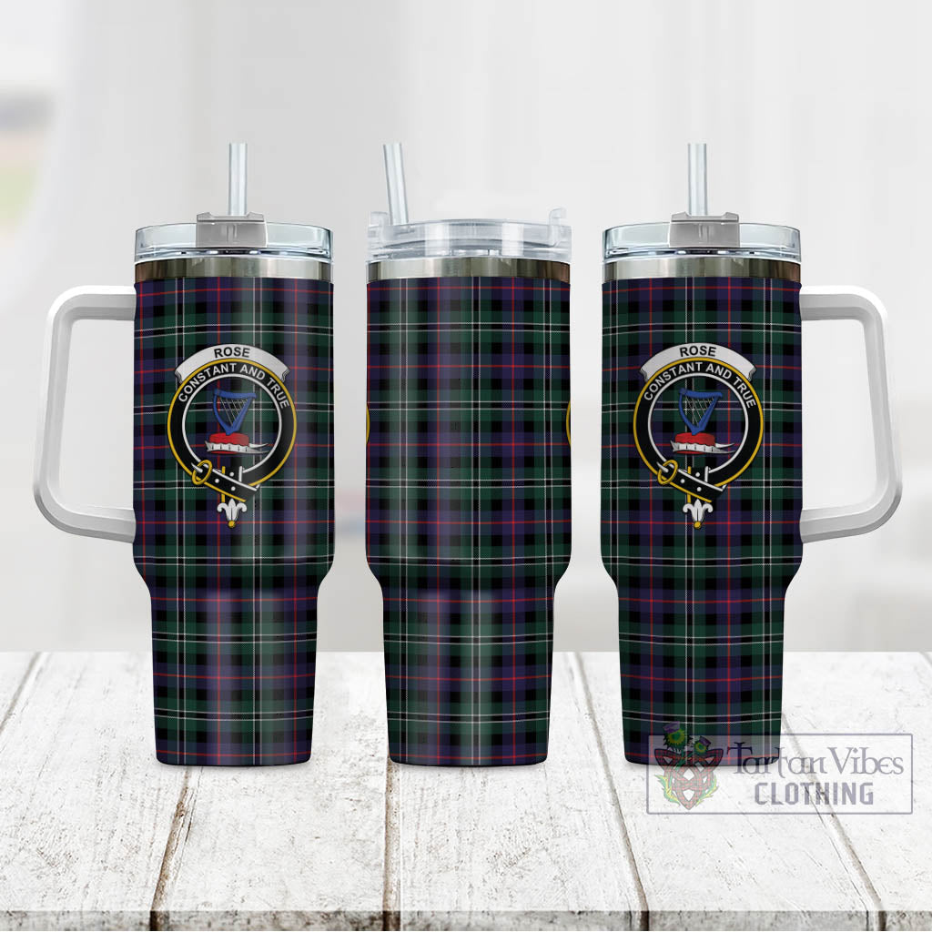 Tartan Vibes Clothing Rose Hunting Modern Tartan and Family Crest Tumbler with Handle