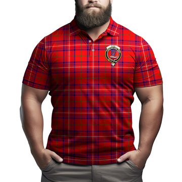 Rose Modern Tartan Men's Polo Shirt with Family Crest