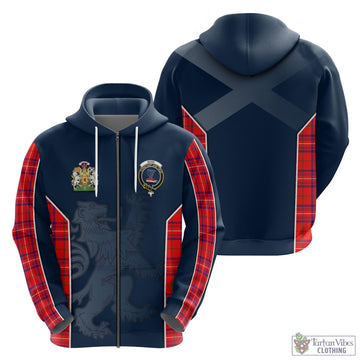 Rose Modern Tartan Hoodie with Family Crest and Lion Rampant Vibes Sport Style