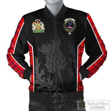 Rose Modern Tartan Bomber Jacket with Family Crest and Scottish Thistle Vibes Sport Style