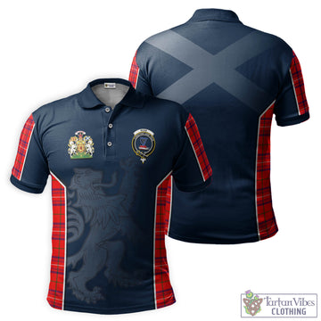 Rose Modern Tartan Men's Polo Shirt with Family Crest and Lion Rampant Vibes Sport Style